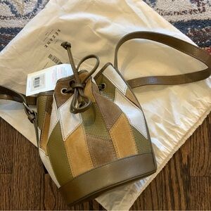 SEZANE Farrow Mini Leather Patchwork Bag Purse in Khaki/Green NWT